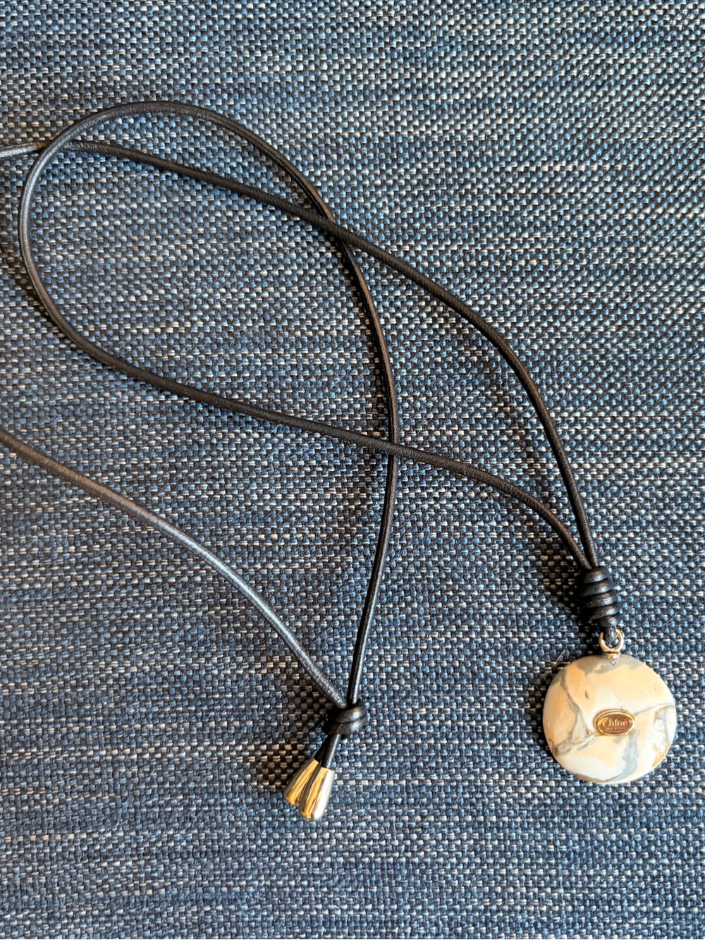 Chloe Ceramic Stone Pendant on Leather Cord Necklace - Picture 8 of 10
